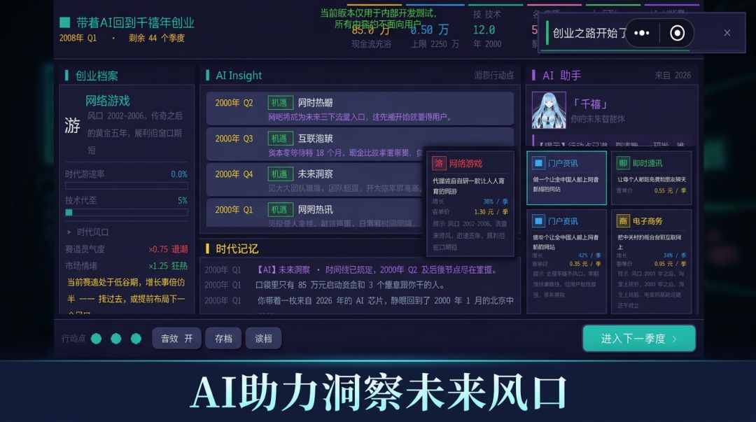 带着AI回到千禧年创业游戏截图