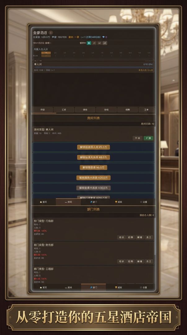 文字模拟经营大酒店游戏截图