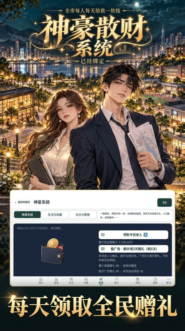 全市每人每天给我一块钱:神豪散财系统已经绑定游戏截图