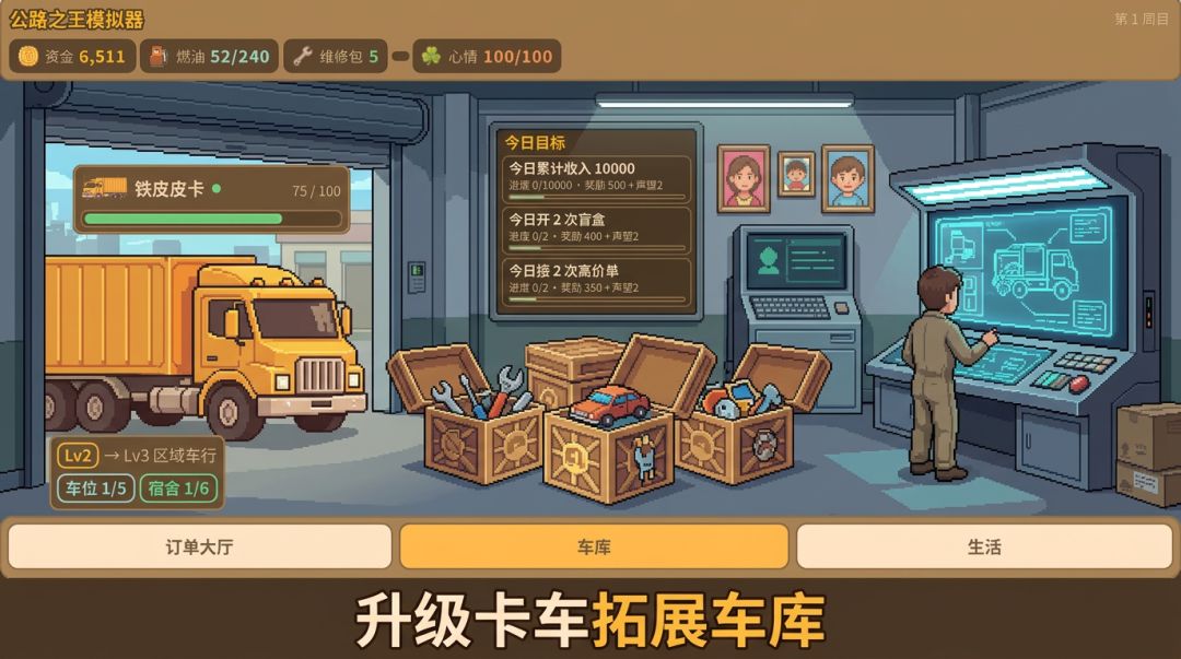 公路之王模拟器:像素卡车车队经营游戏截图