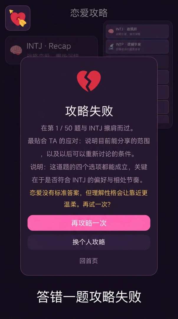 MBTI恋爱大挑战游戏截图