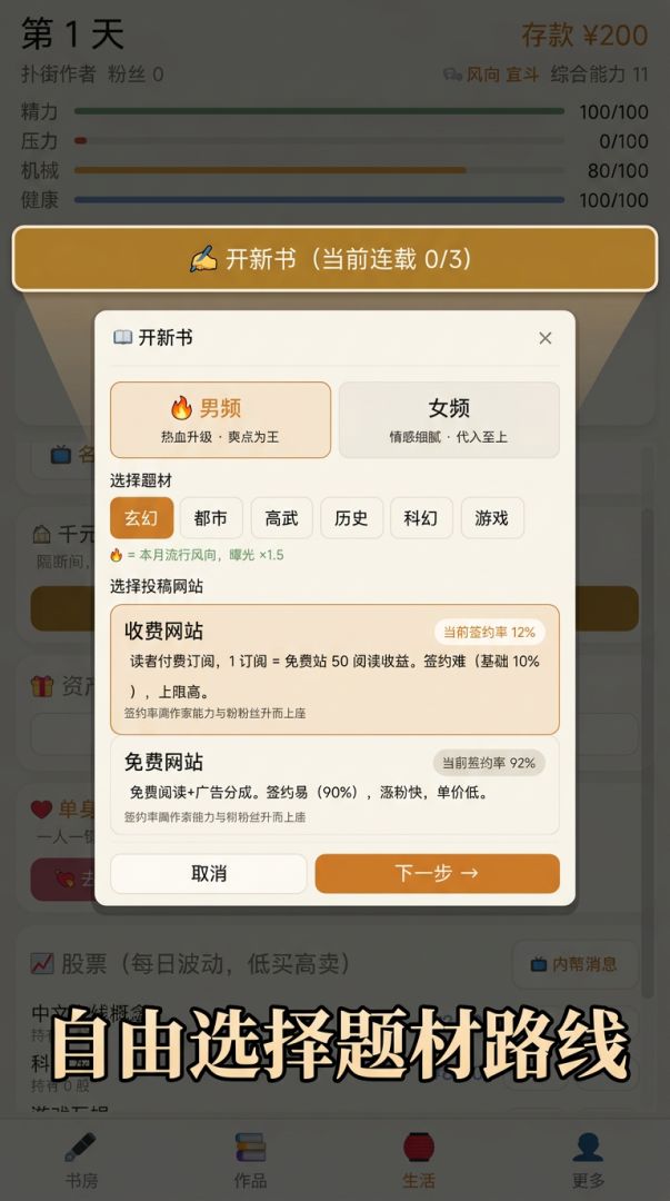网文作者模拟器游戏截图