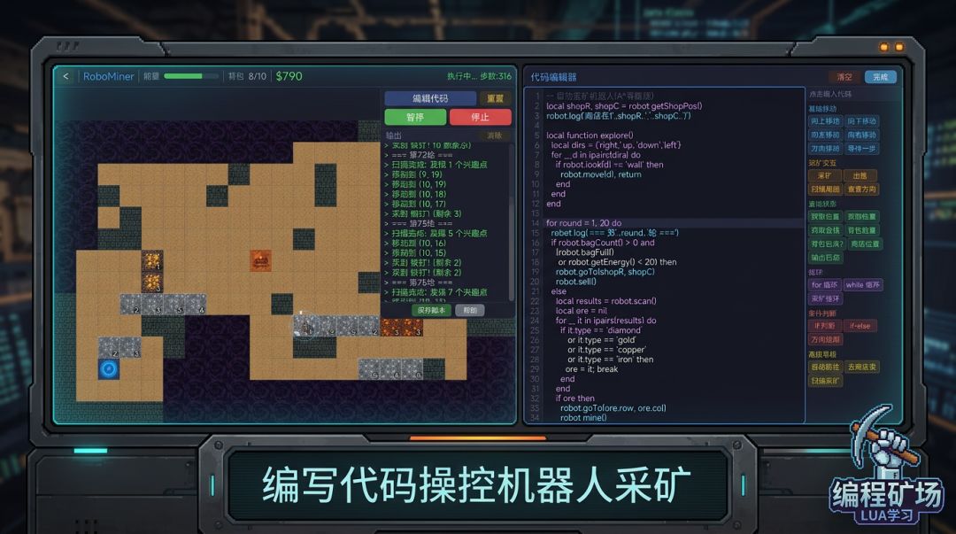 编程矿场：LUA学习游戏截图