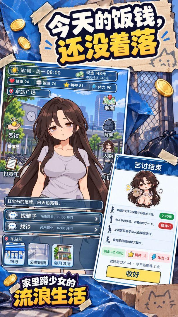 家里蹲少女的流浪生活游戏截图