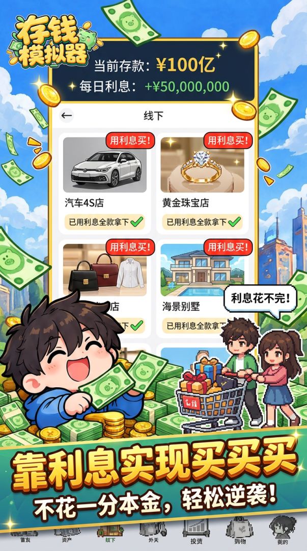 存钱模拟器-我独自存钱只用利息买买买!游戏截图