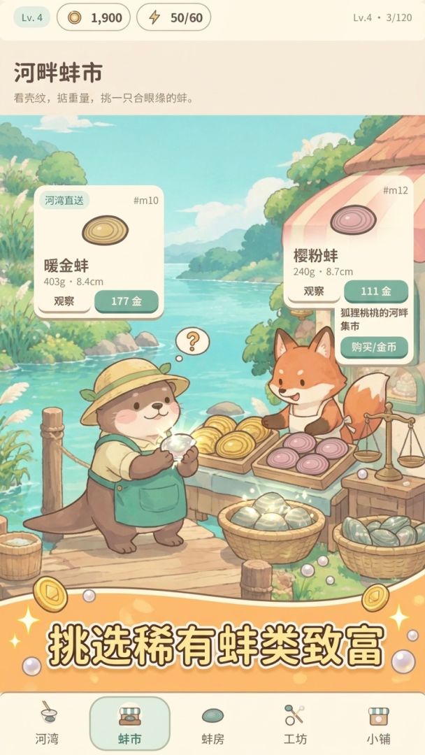 动物小镇开蚌：珍珠店致富游戏截图