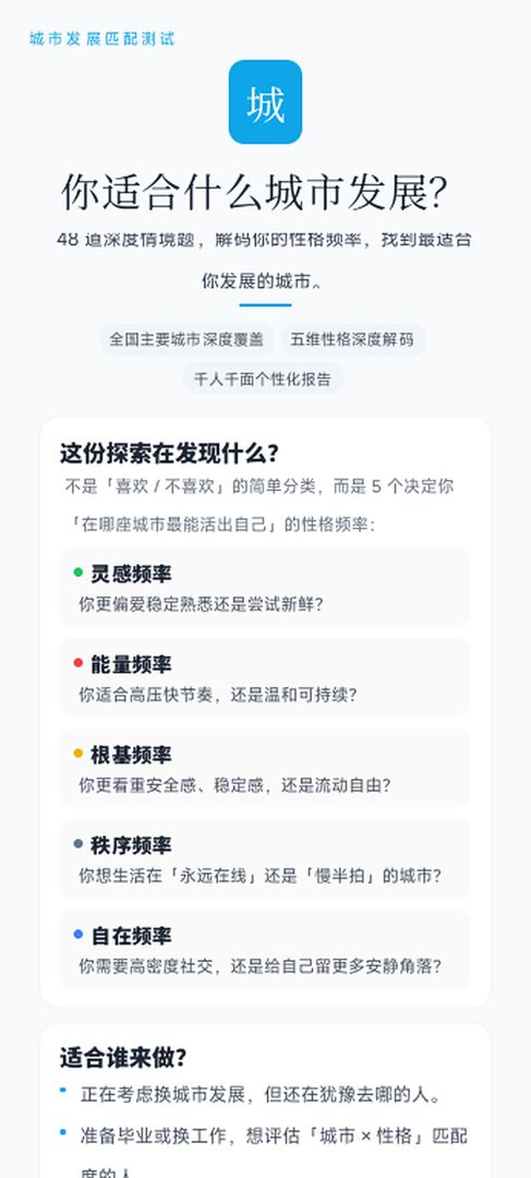 你适合什么城市发展?游戏截图