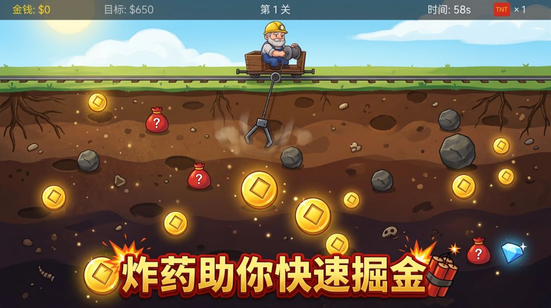 黄金矿工:经典掘金者游戏截图