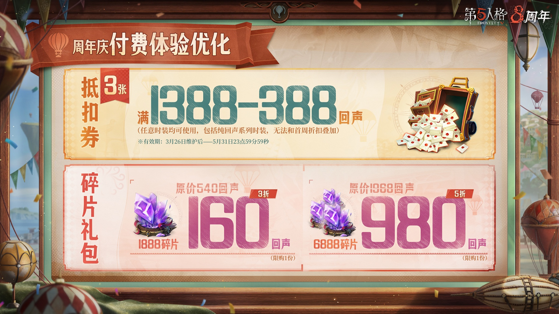 时装返场优化&兑换券、打折券