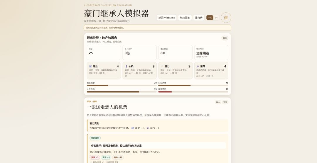 豪门继承人模拟器游戏截图
