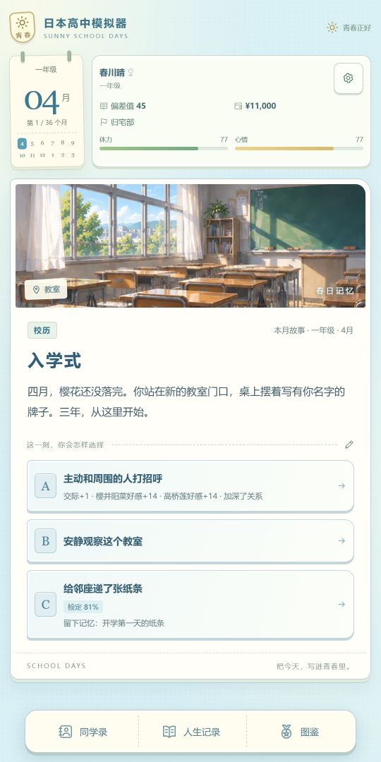 日本高中模拟器游戏截图