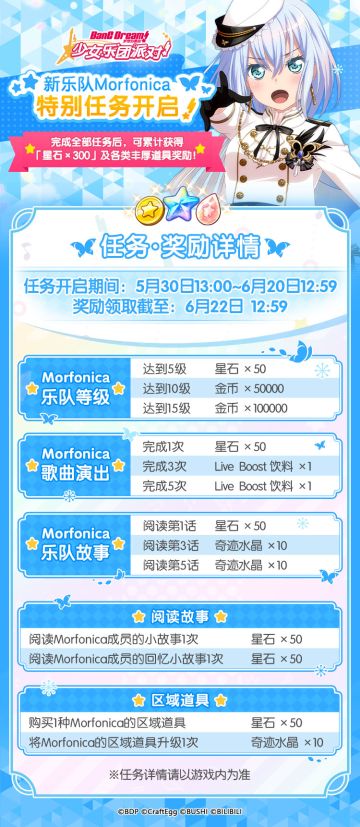 「新乐队Morfonica登场纪念任务」内容预告！