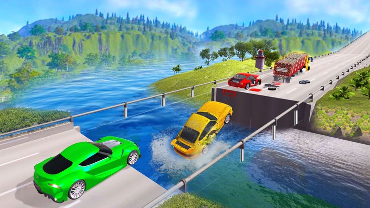 Cars vs Deep Water:Beam Driver游戏截图