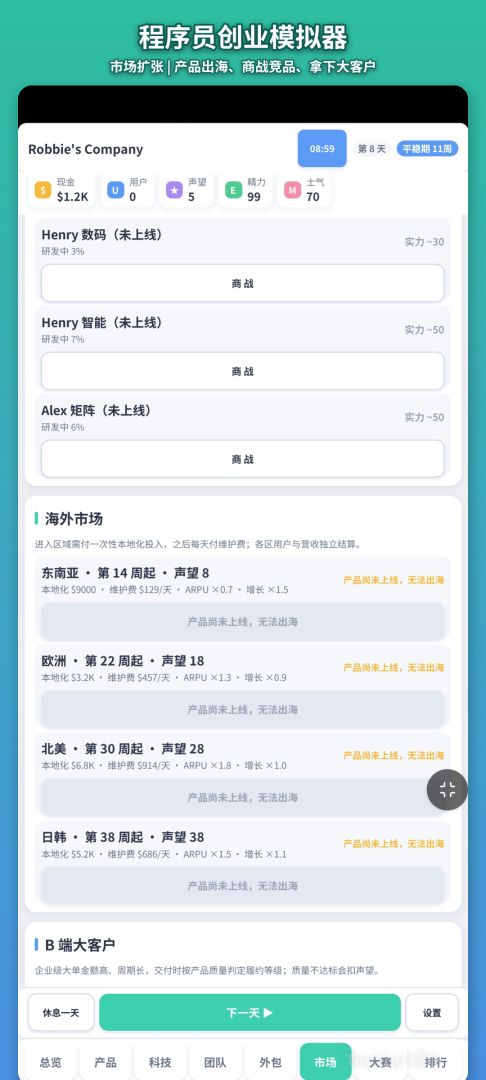程序员创业模拟器游戏截图