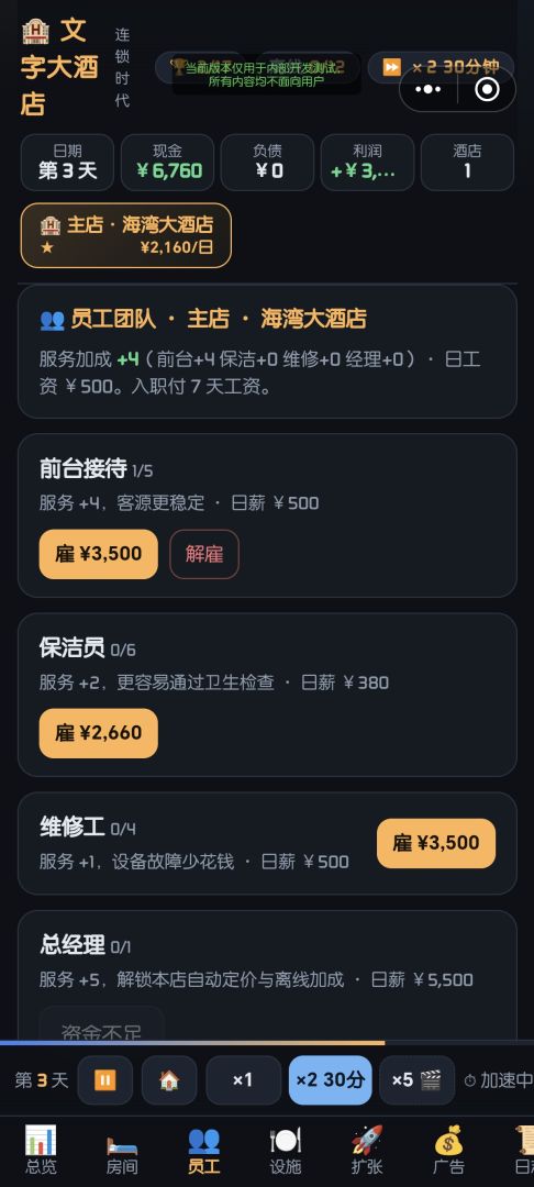 文字酒店模拟器游戏截图