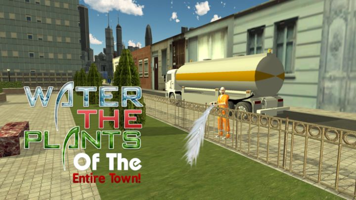 3D Water Truck Simulator - Road cleaning, plantation and watering simulation game游戏截图
