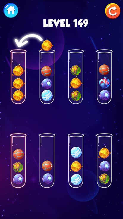 银河彩色球排序游戏 - 颜色排序游戏 - 球排序益智游戏游戏截图