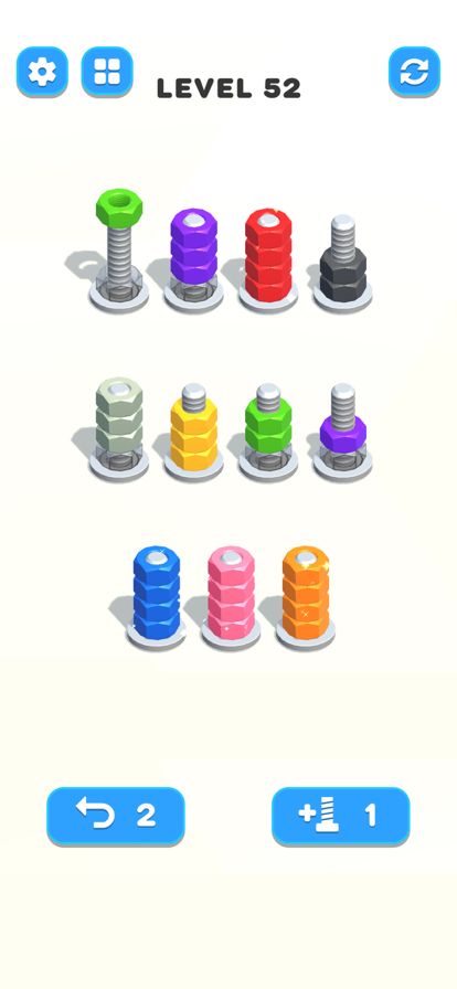 Nuts & Bolts, Color Screw Sort游戏截图