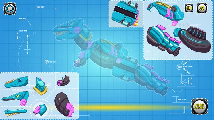 拼装机械霸王龙：机器恐龙拼图双人游戏游戏截图