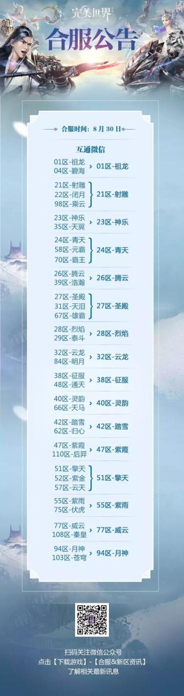 【合服公告】8月30日合服列表&数据互通规则