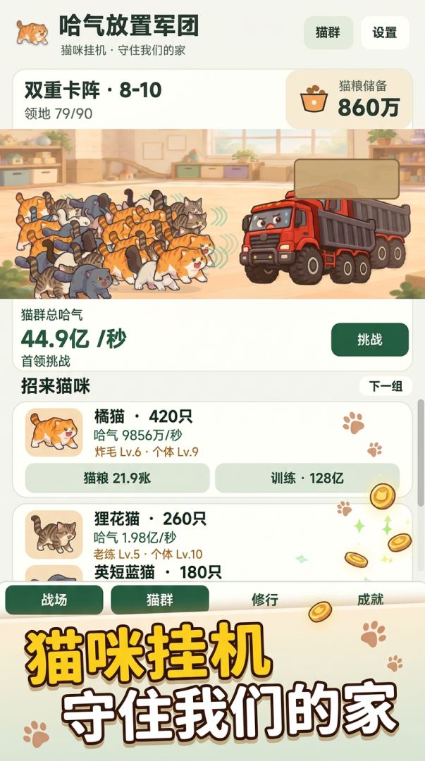猫咪放置军团游戏截图