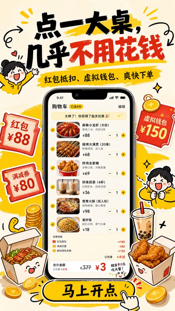 别饿着！点外卖模拟器游戏截图