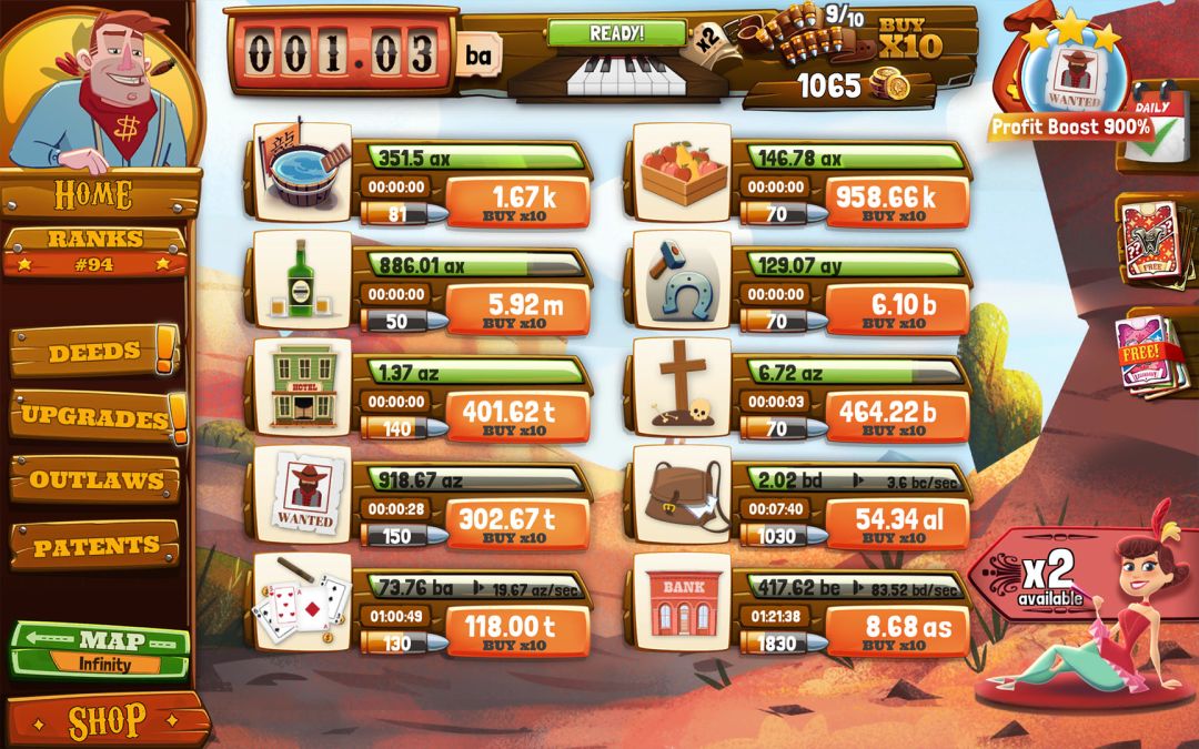 Wild West Saga: Idle Tycoon Clicker游戏截图