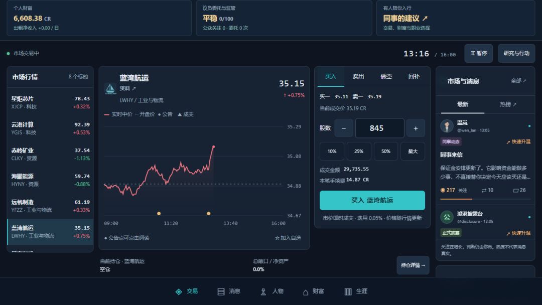 收盘之前游戏截图