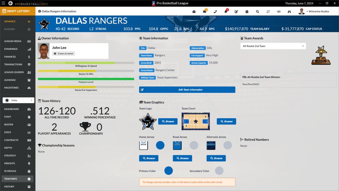 Draft Day Sports: Pro Basketball 2021游戏截图