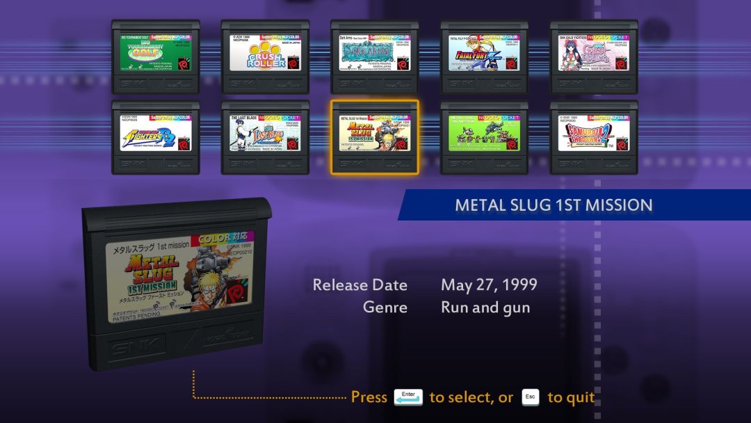 NEOGEO POCKET COLOR SELECTION Vol. 1 Steam Edition游戏截图