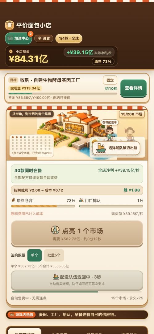 平价面包小店：开局小摊，做成全球面包供应链游戏截图
