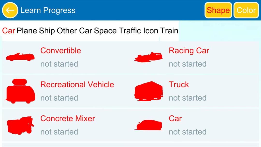 Learn Vehicle Color HD（测试版）游戏截图