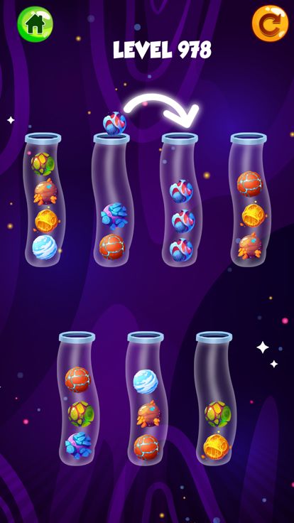 银河彩色球排序游戏 - 颜色排序游戏 - 球排序益智游戏游戏截图