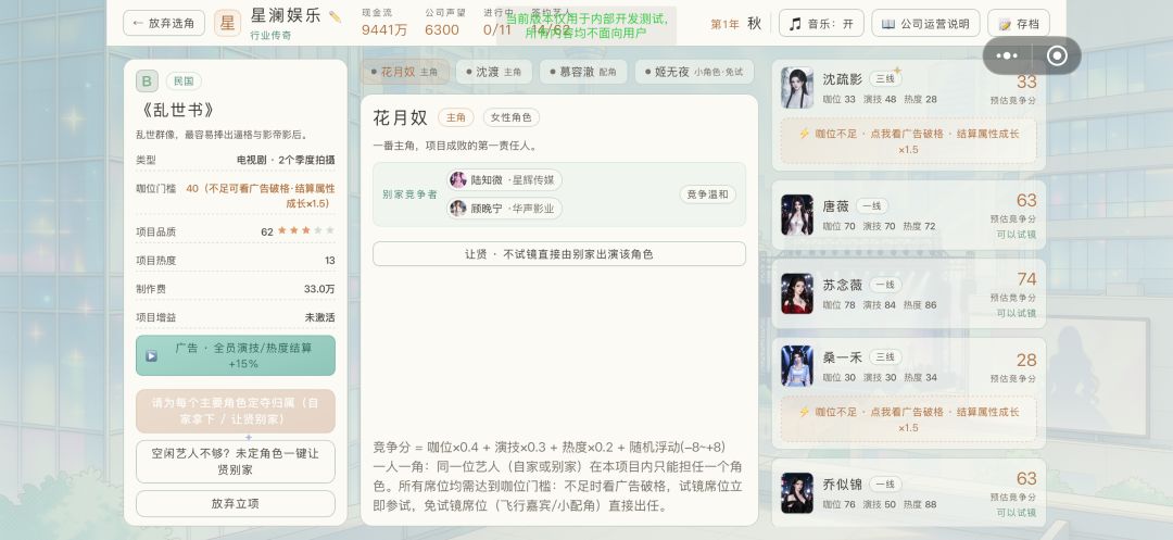 娱乐圈老板模拟器游戏截图