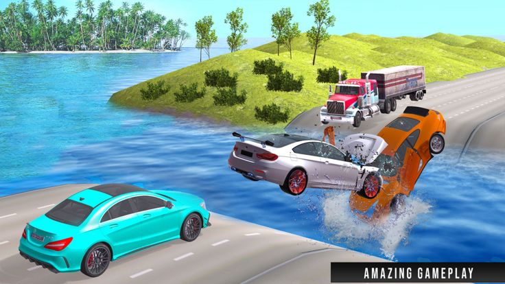 Cars vs Deep Water:Beam Driver游戏截图