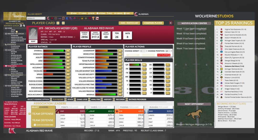 Draft Day Sports: College Football 2019游戏截图