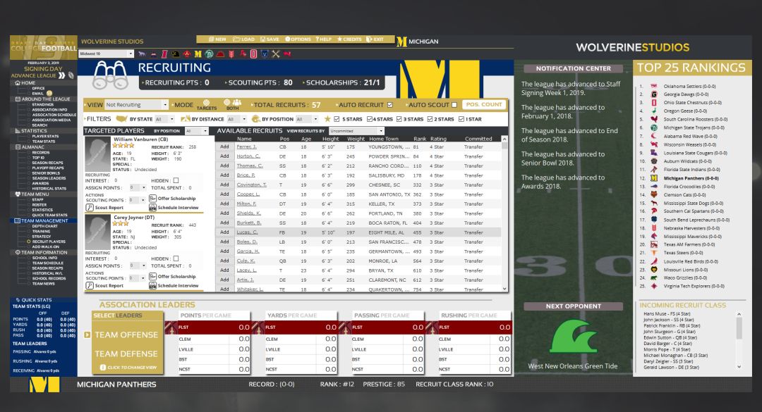 Draft Day Sports: College Football 2019游戏截图
