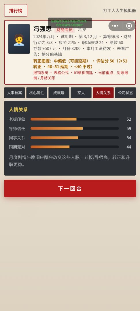 打工人人生模拟器:试用期转正:职场逆袭游戏截图