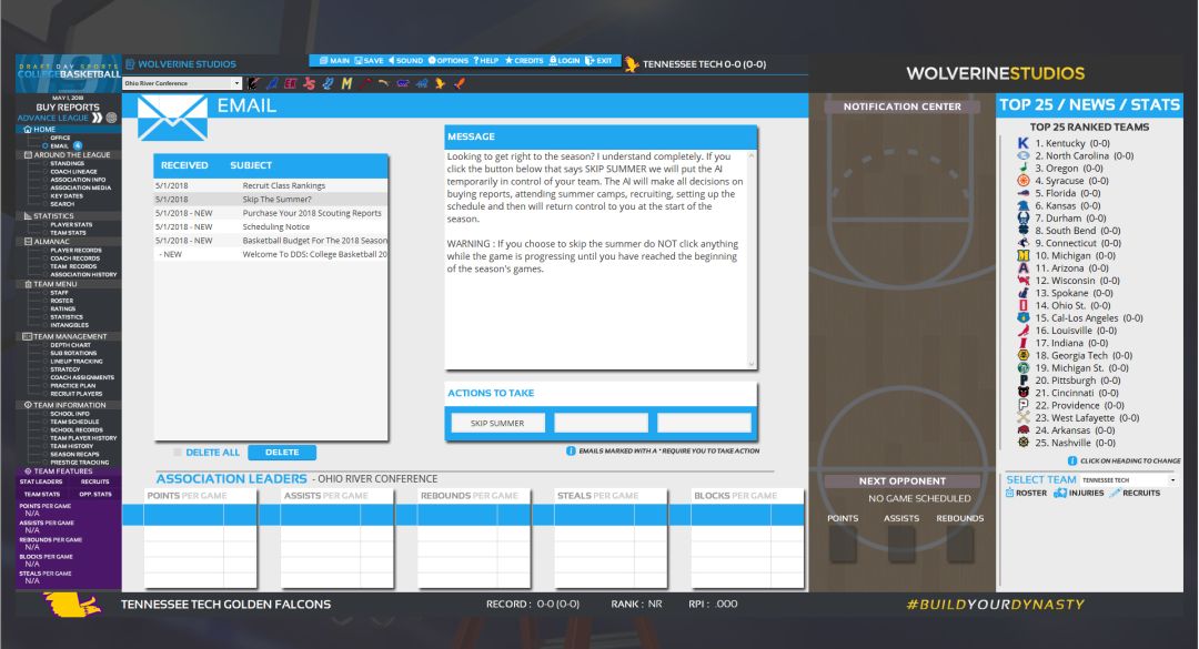 Draft Day Sports: College Basketball 2019游戏截图