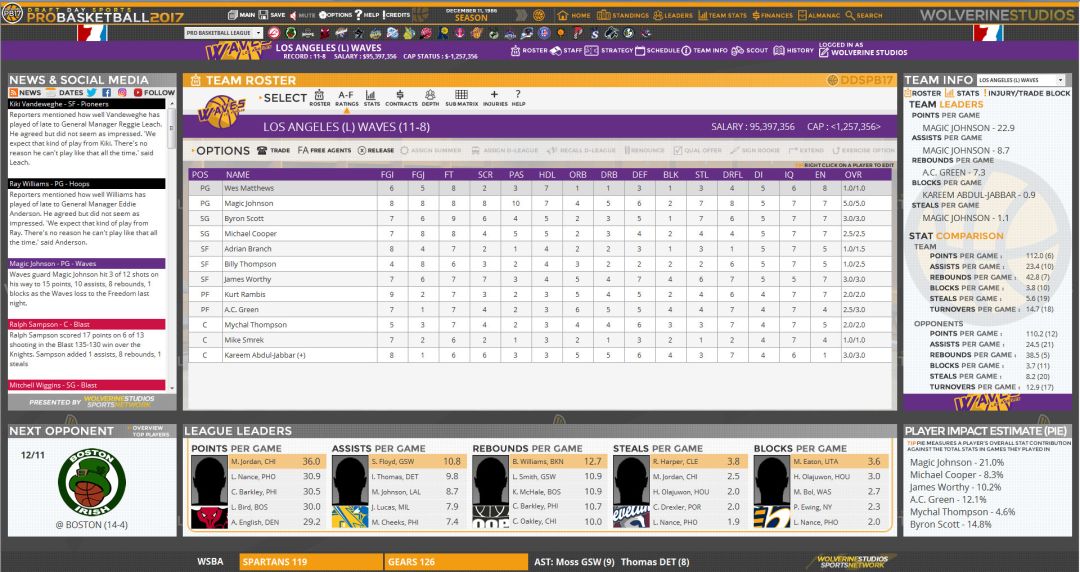 Draft Day Sports: Pro Basketball 2017游戏截图