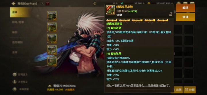 装备齐了，这蜥蜴皮套伪装……截图