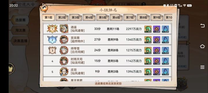 本期论道各服第一的阵容(大乘期7截图