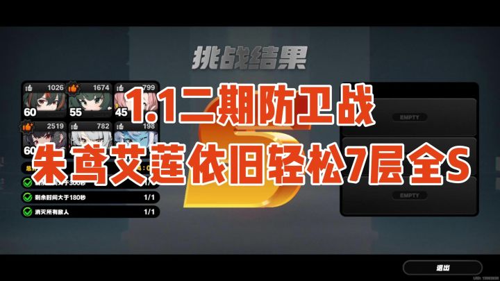 1.1二期防卫战，朱鸢艾莲依旧轻松7层全S截图
