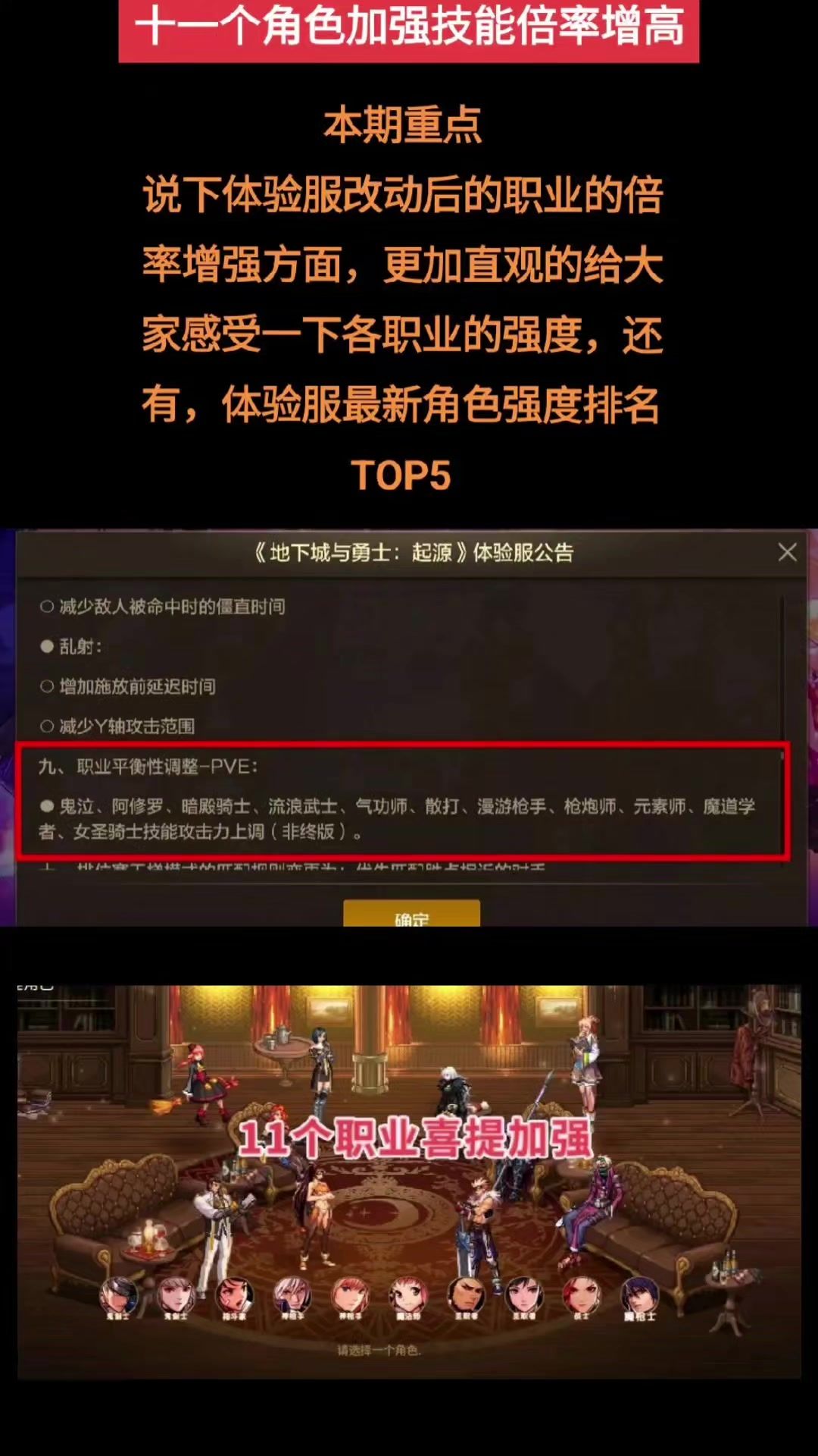 体验服11个职业加强，最新数据强度排名截图