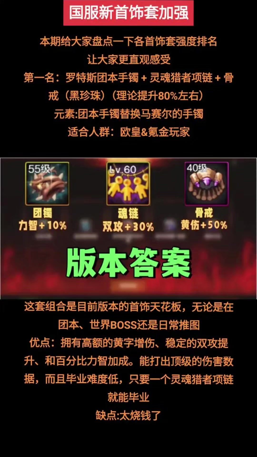65版本最新首饰强度排名，适用全职业截图