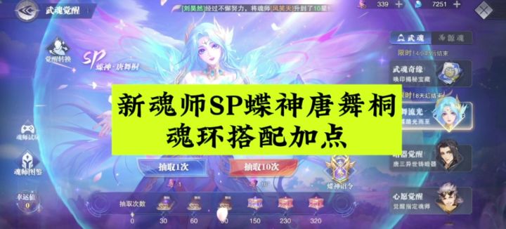 魂师对决新魂师SP蝶神唐舞桐，魂环搭配加点截图