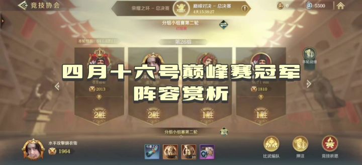 四月十六号巅峰赛冠军阵容赏析截图