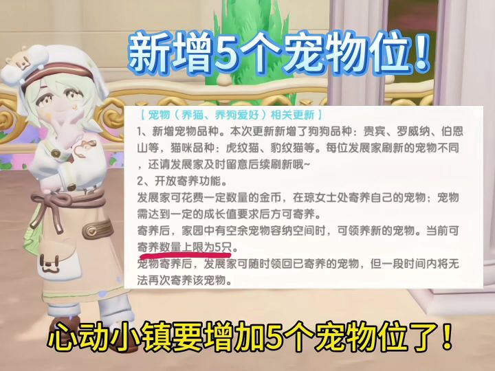 心动小镇要增加5个宠物位了！截图
