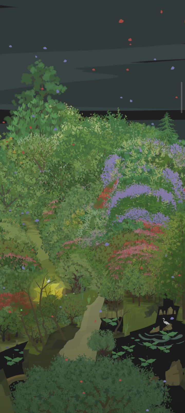 是紫色和红色的花瓣雨！截图