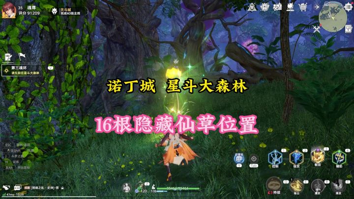诺丁城和星斗大森林一共16根隐藏仙草的位置截图